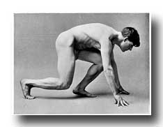 Male Figure Photography - A Figure of a Man Crouching as at the Start for a Race
